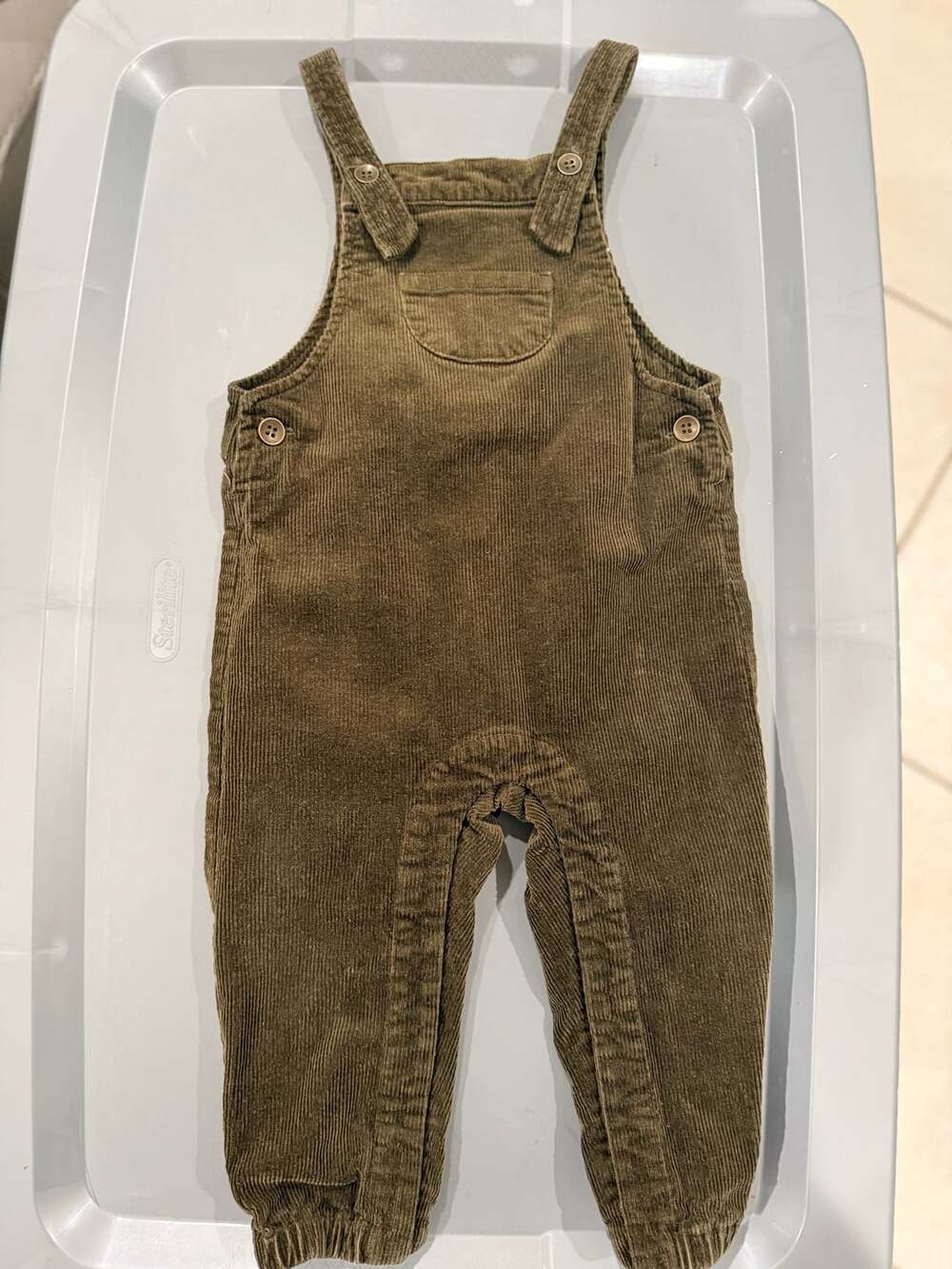 Rylee + Cru Corduroy Overall Size 18-24m Olive Green